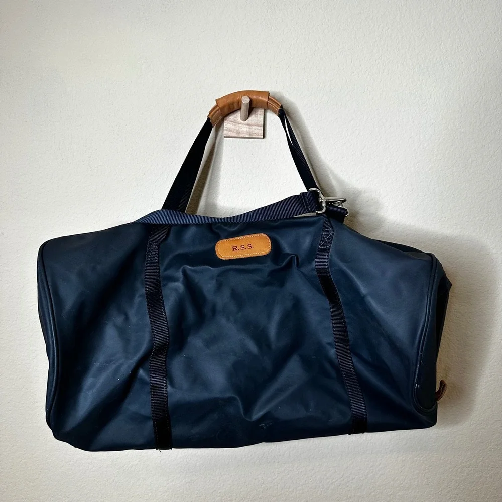 Jon Hart Design Large Duffle Bag Navy Coated Canvas Travel Gym Bag R.S.S.